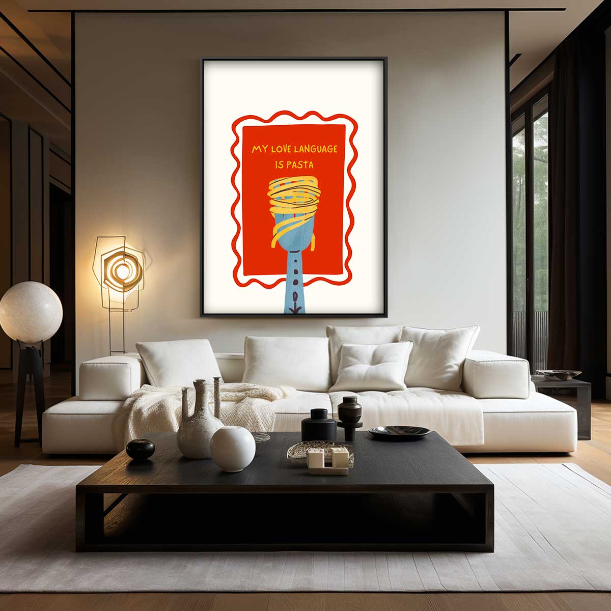 Pasta Liefdestaal – plexiglas wanddecoratie in portret formaat