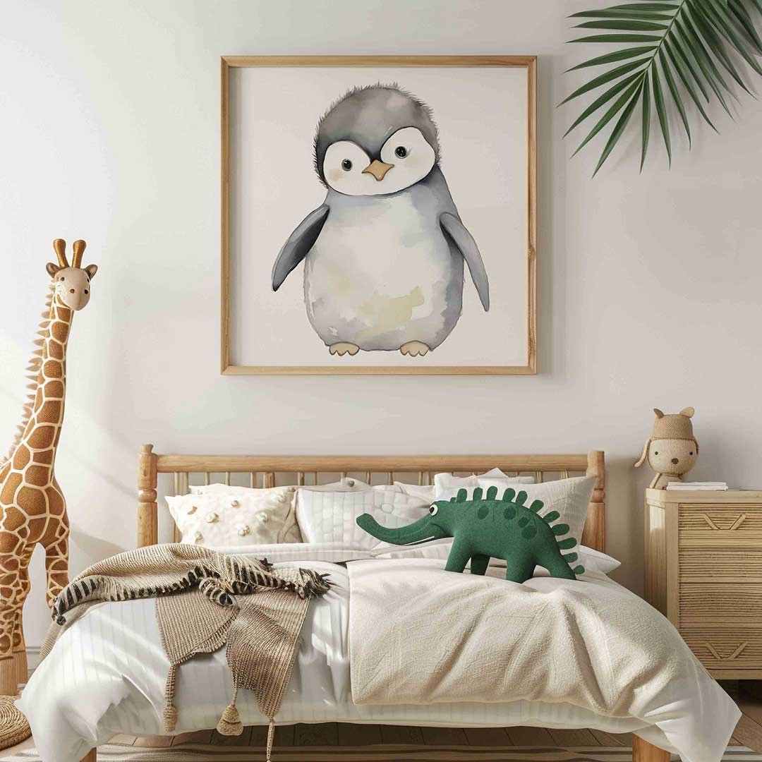 Schattige pinguïn – vierkante kinderkamer wanddecoratie van WallArtistic