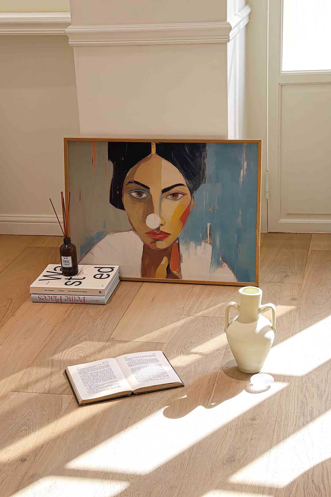 Vrouwelijk portret – liggende portret wanddecoratie van WallArtistic
