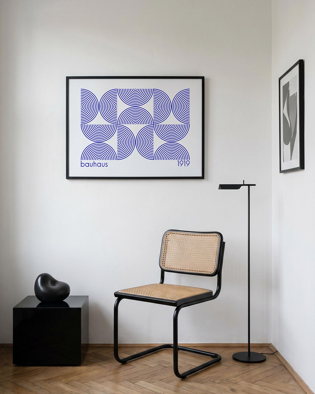 Cirkelpatroon en lijnen – geometrische Bauhaus poster in liggend formaat