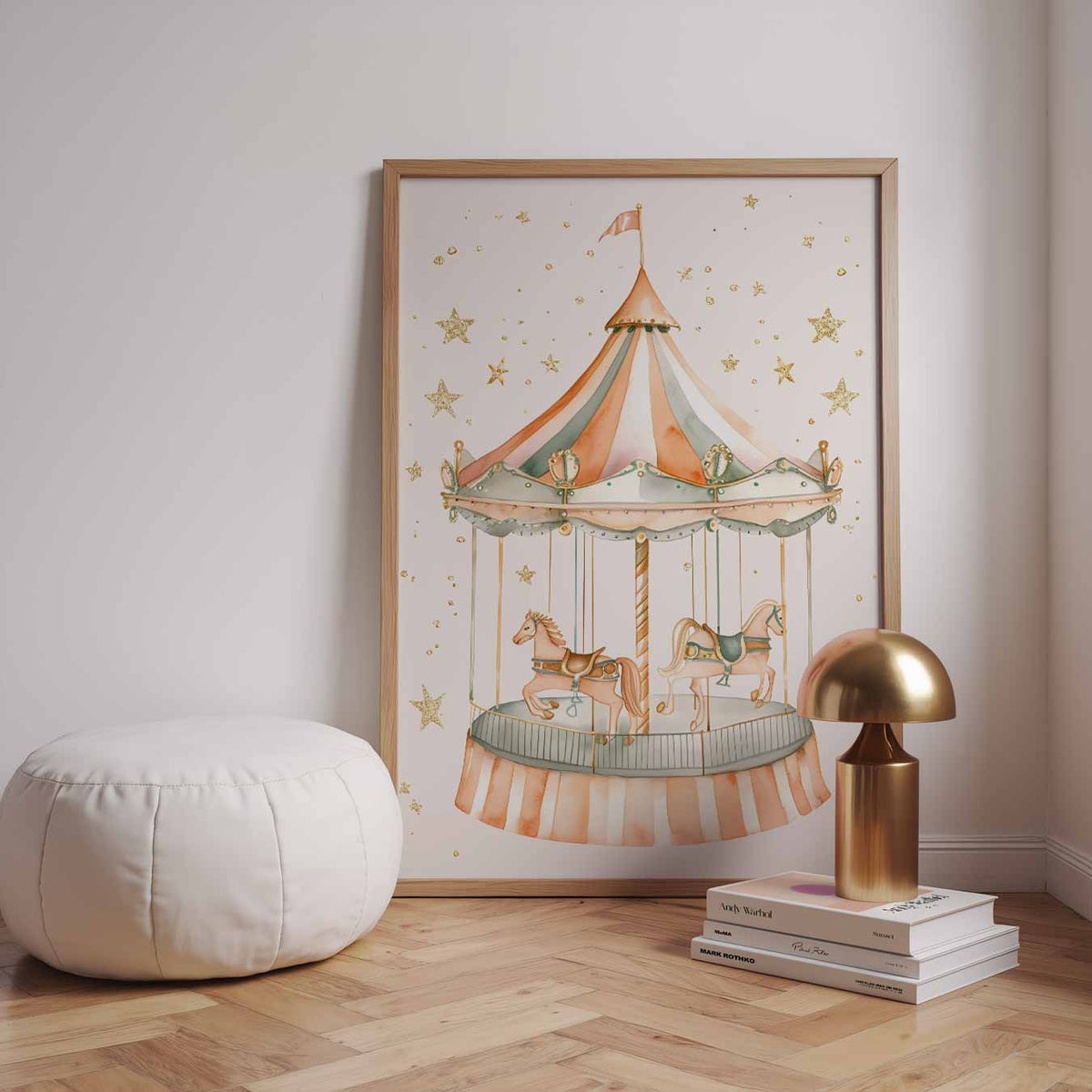 Magische Carrousel Droomposter – speelse wandkunst als portret kinderposter