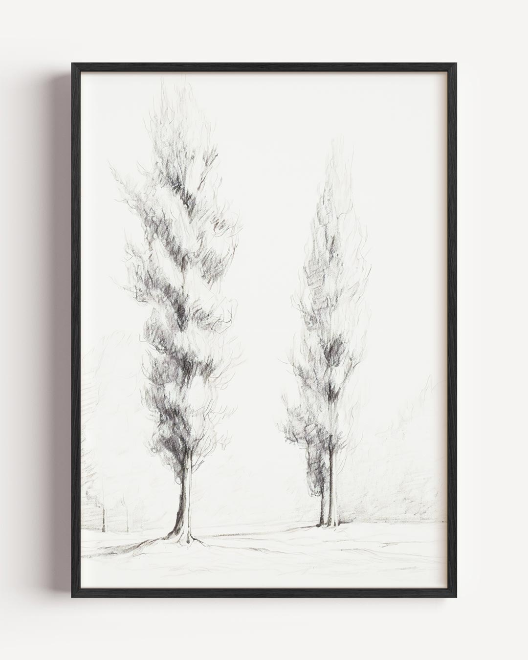Twee bomen schets – vintage portret poster als wanddecoratie