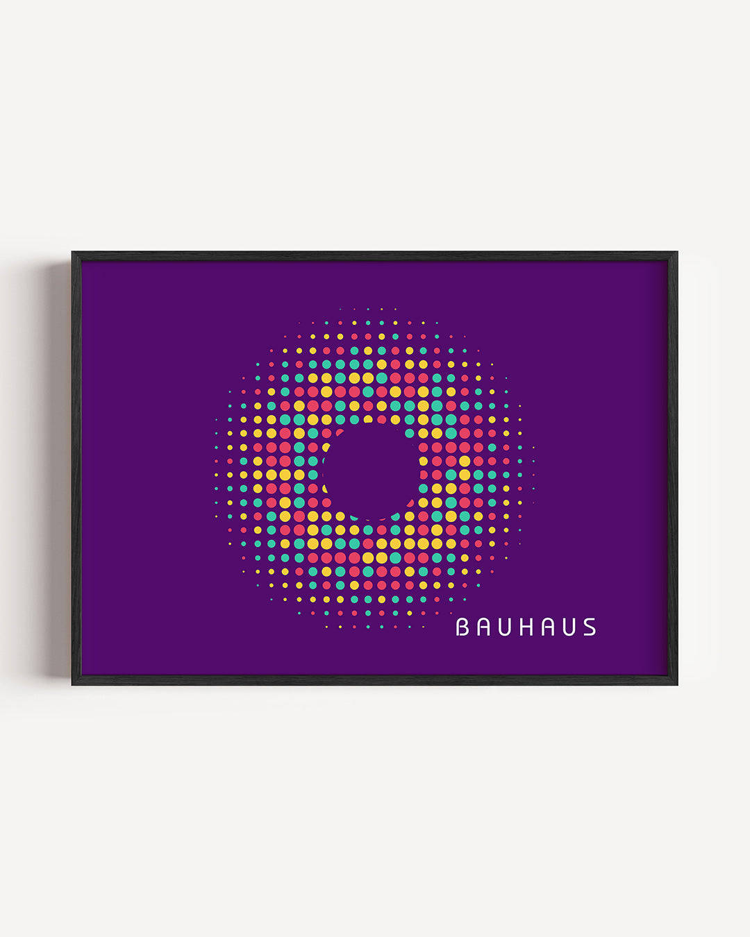 Cirkelvormige kleurvlakken – liggende Bauhaus poster als wanddecoratie