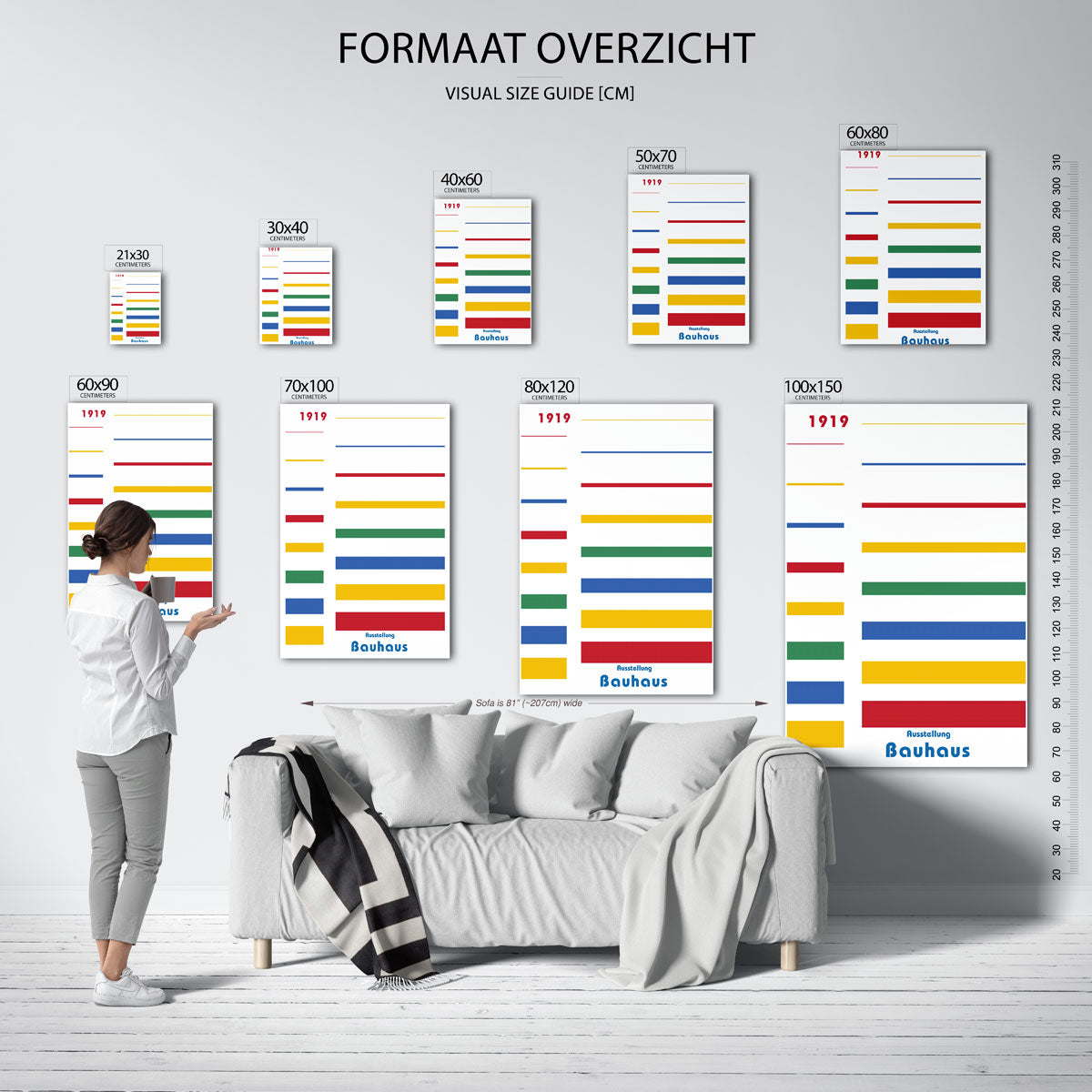 Lijnen en kleurvlakken – geometrische poster in Bauhaus-stijl van WallArtistic