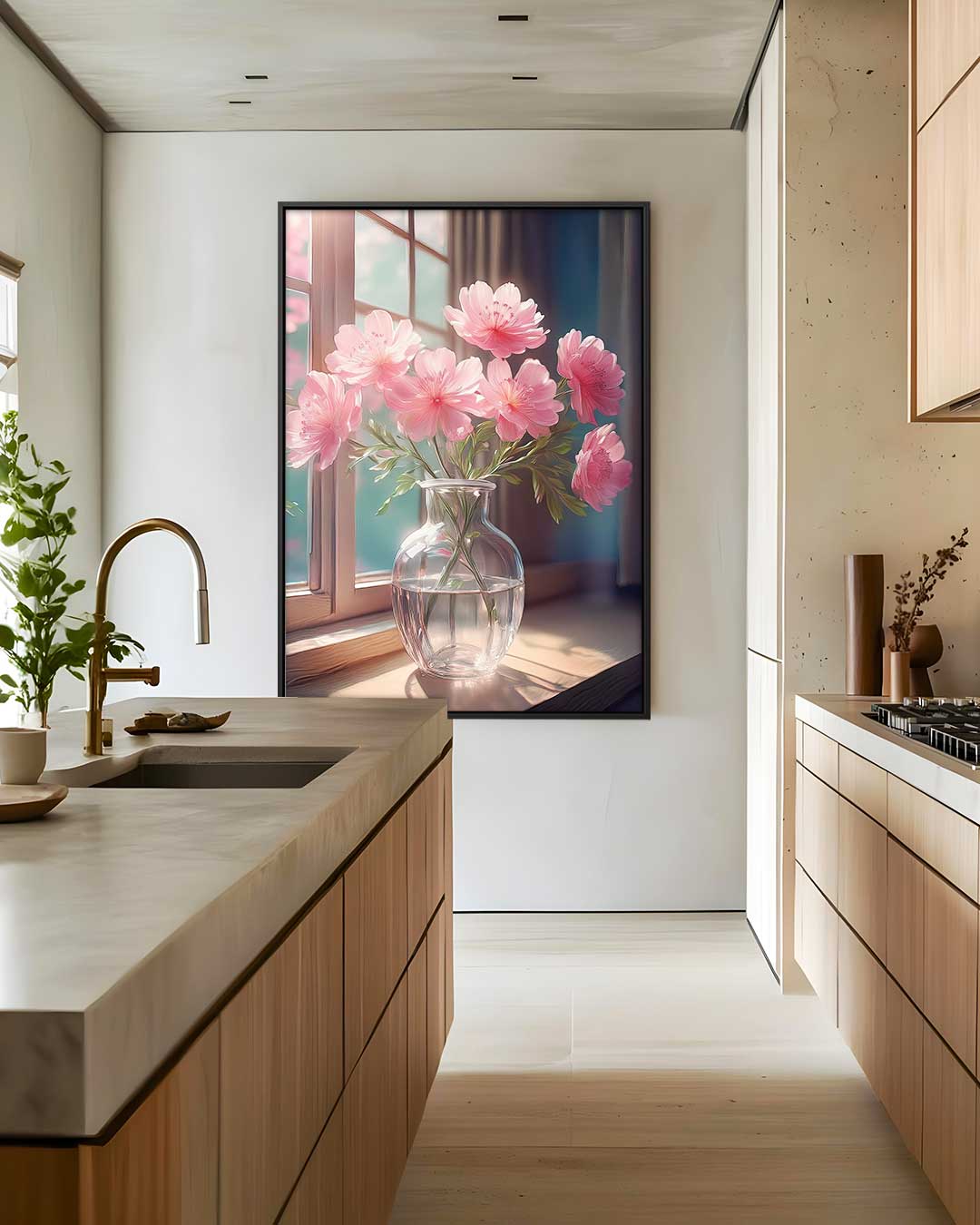 Bloemen in de Schijn van het Zonlicht – plexiglas wanddecoratie in portret formaat