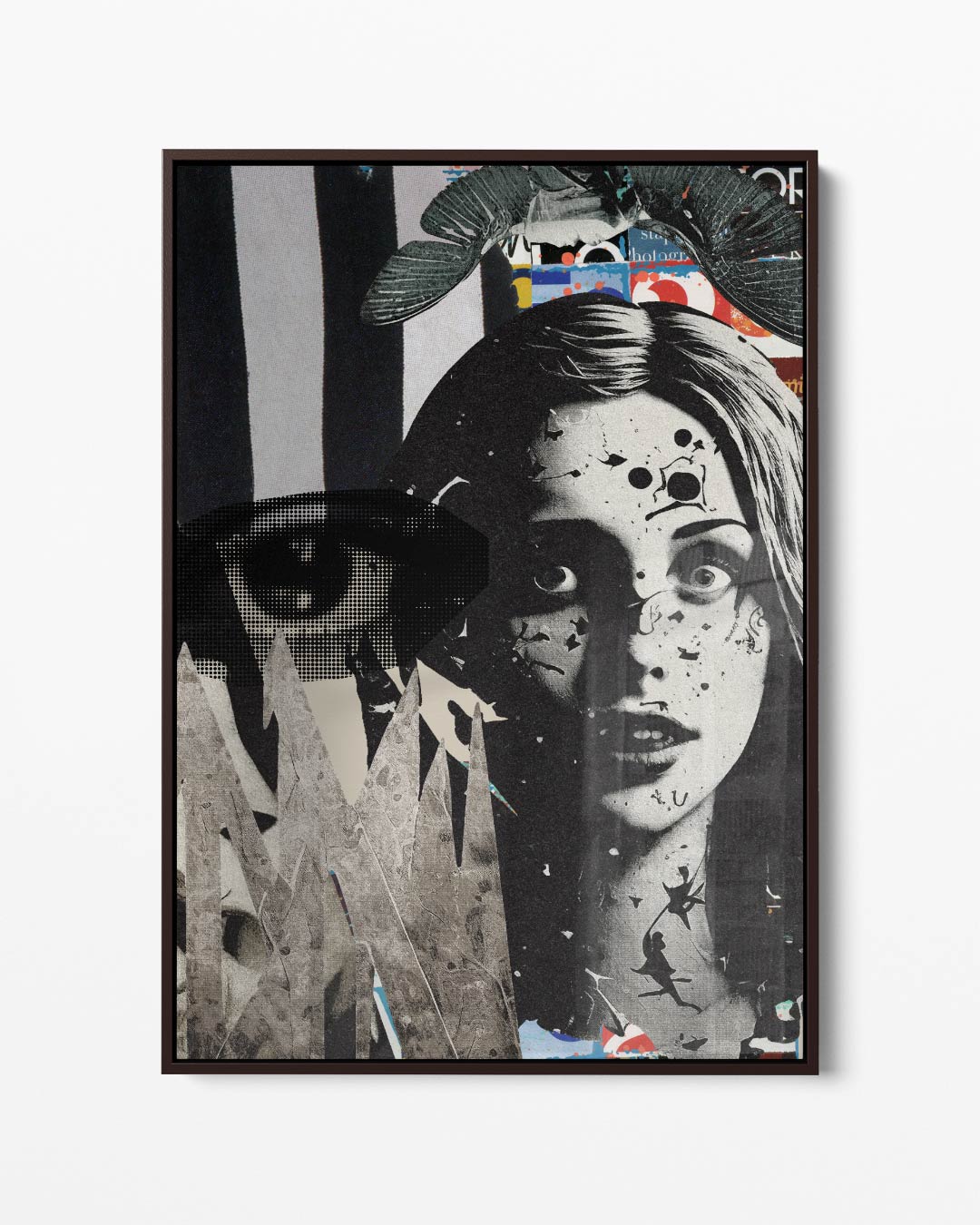 Mystieke Collage met Contrastrijke Beelden – portret kunstwerk als wanddecoratie