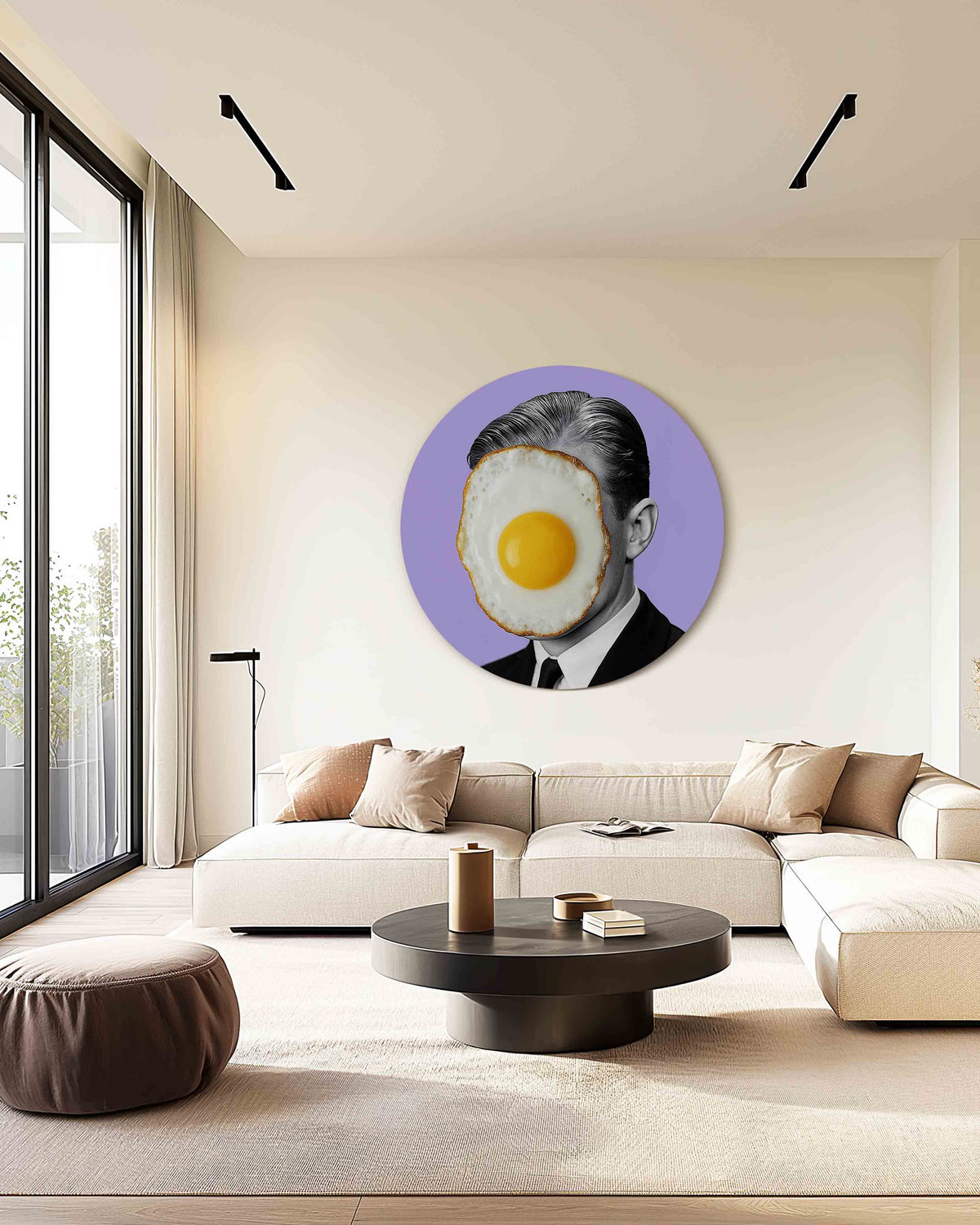 Portret met gebakken ei – safari muurcirkel als ronde wanddecoratie