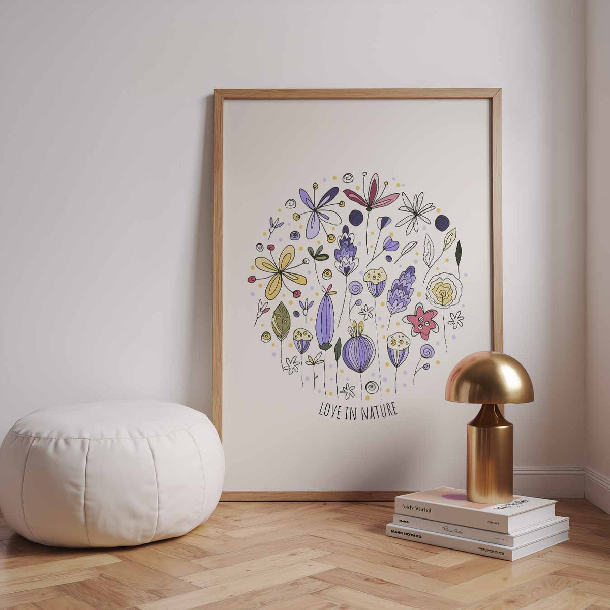 Bloemenpracht in Pastel – speelse wandkunst als portret kinderposter