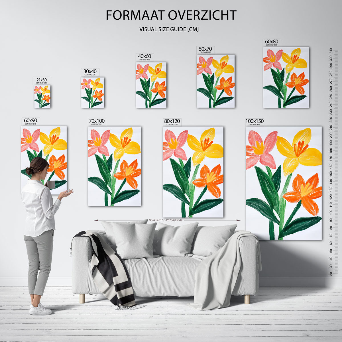 Bloemen in felle kleuren – staande muurposter met bloemen