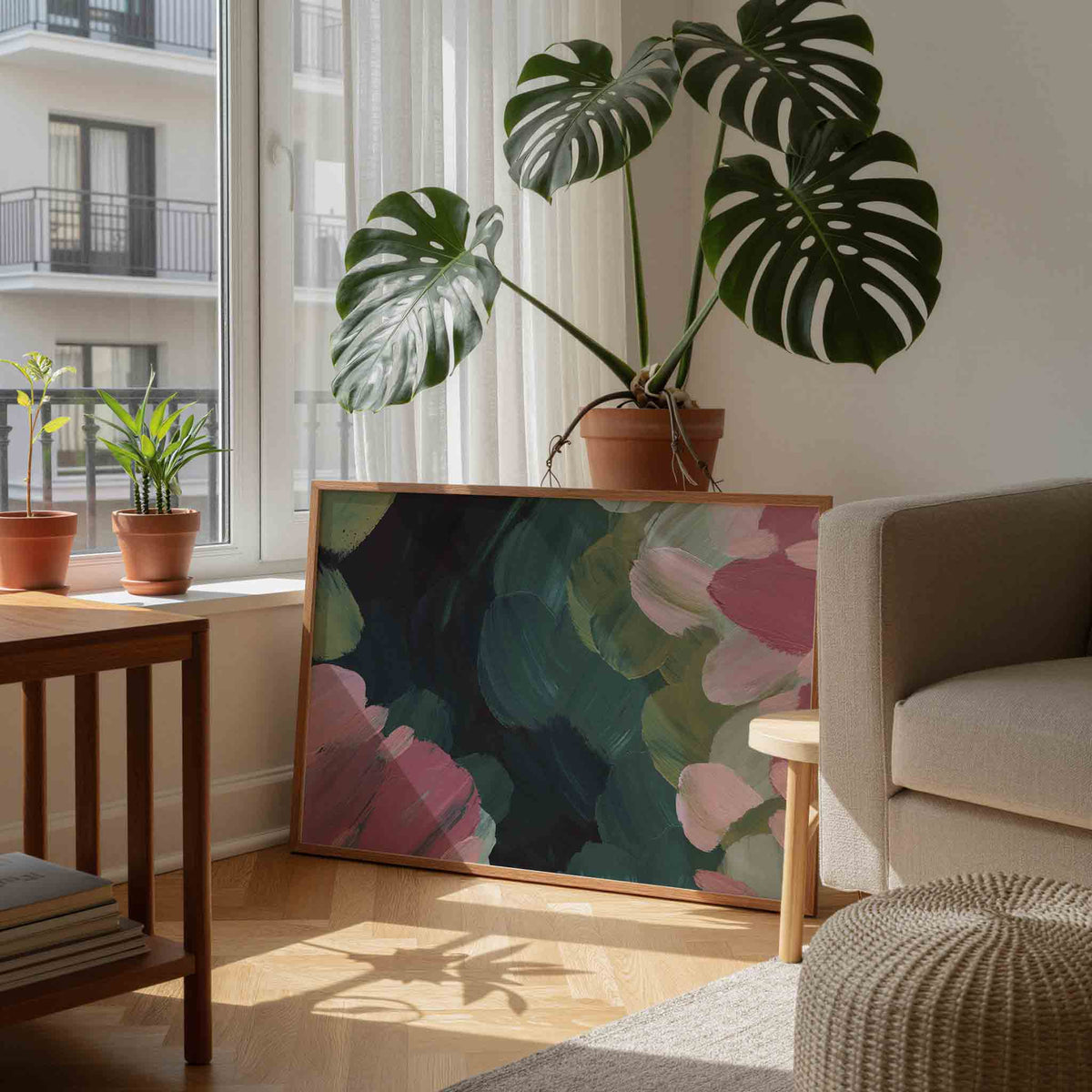 Abstracte bloemen – schilderkunst als moderne landscape poster