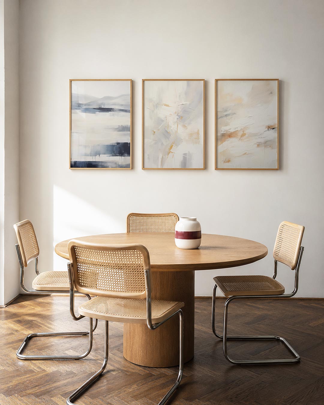 Mistige lijnen driedelige posterset in interieur