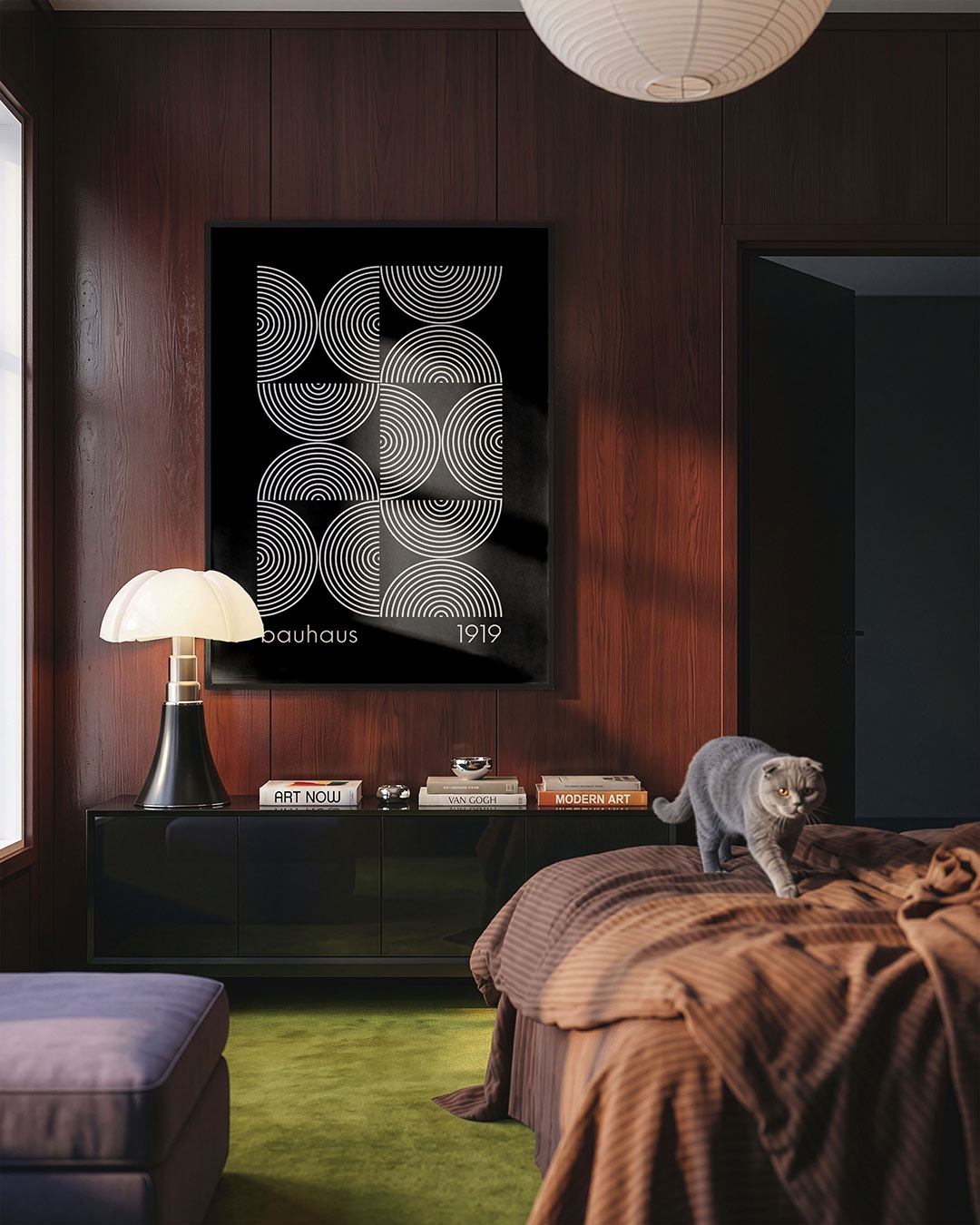 Cirkelritme – geometrische Bauhaus poster in staand formaat