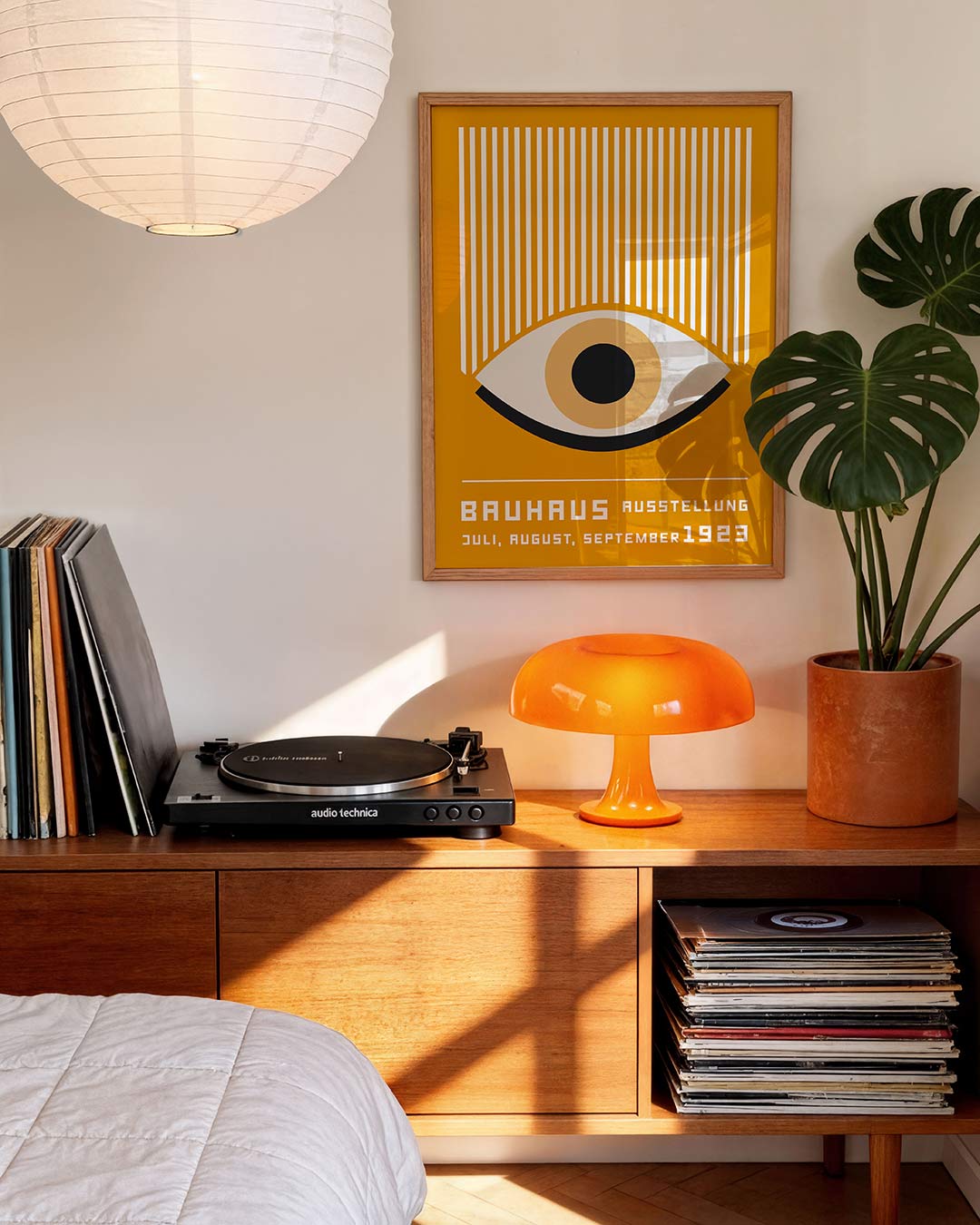 Lijnen en oog – geometrische Bauhaus poster in staand formaat