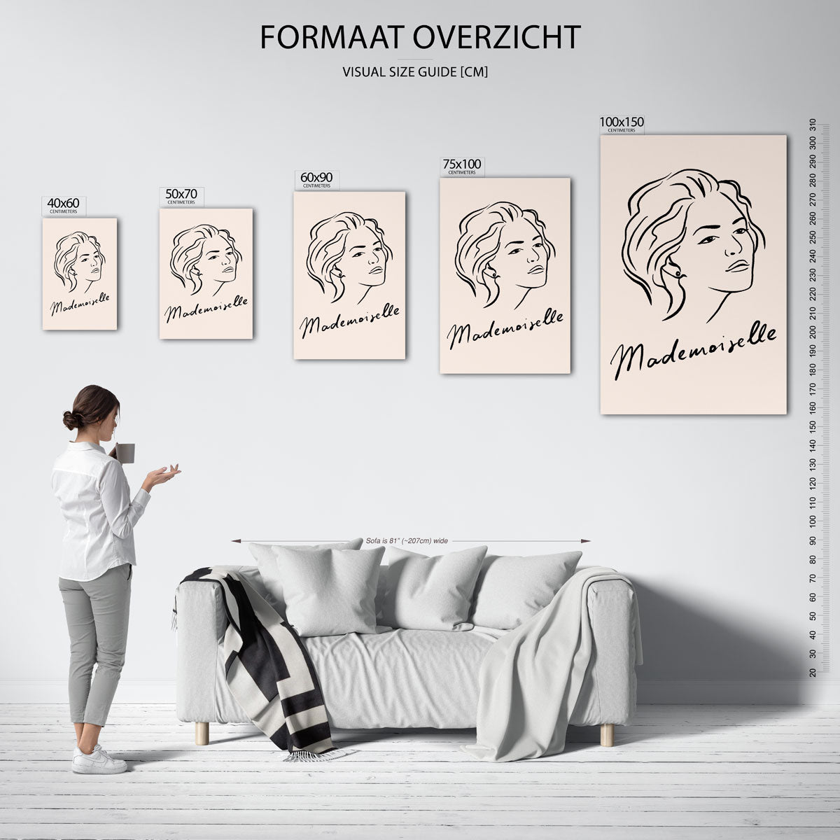 Elegante lijntekening – staande wanddecoratie van WallArtistic