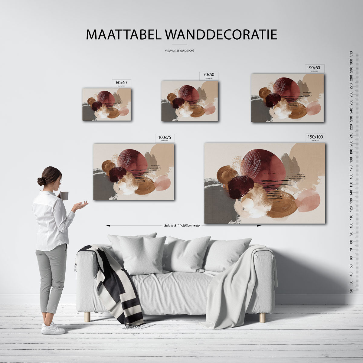 Organische vormen compositie – Dynamische – moderne liggende wandkunst