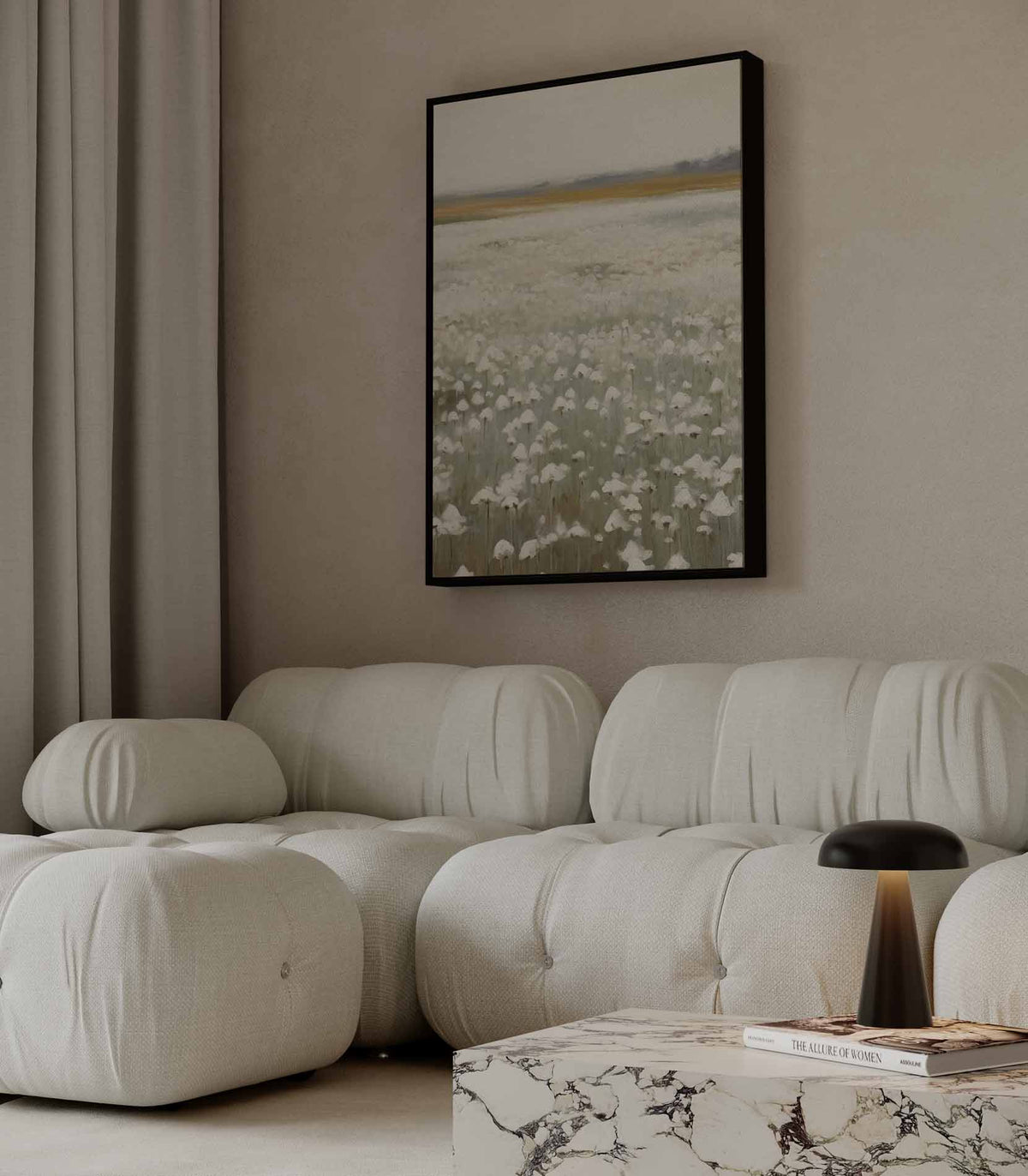 Veld van Witte Bloemen – modern portret kunstwerk van WallArtistic