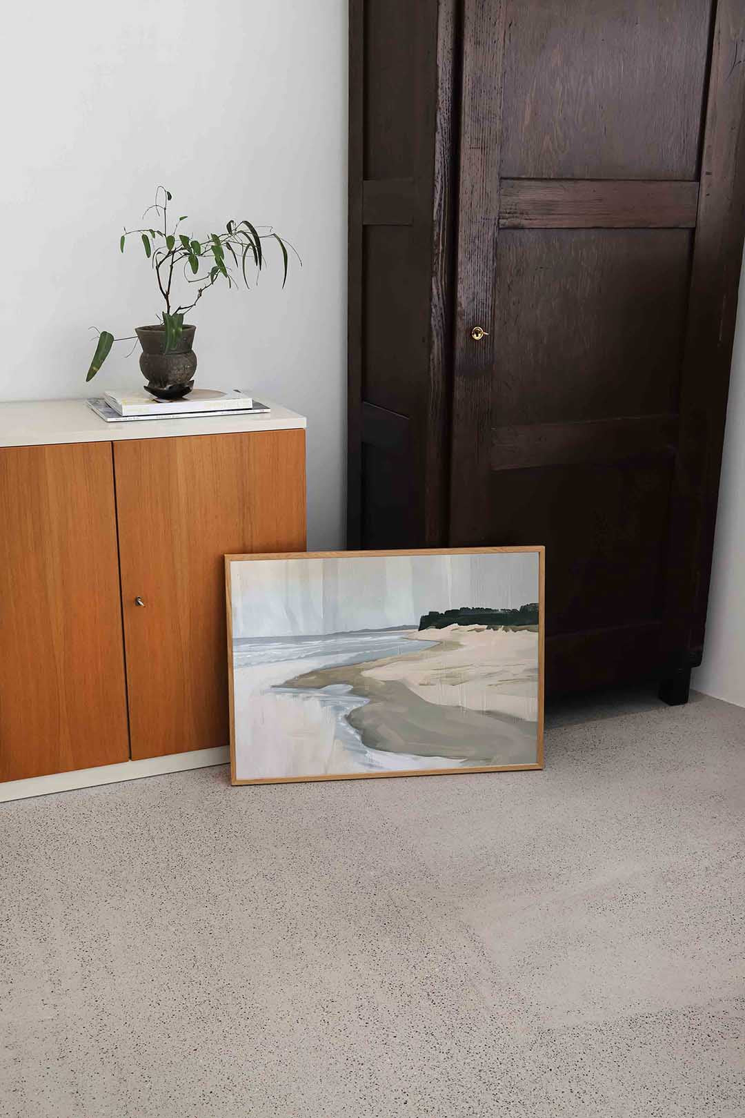Strand en zee – hedendaagse illustratie als liggende poster