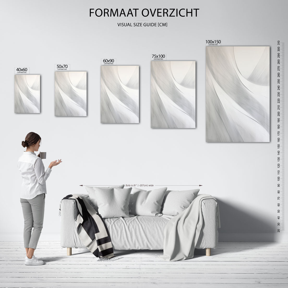 Vloeiende lijnen – staand wanddecoratie kunstwerk