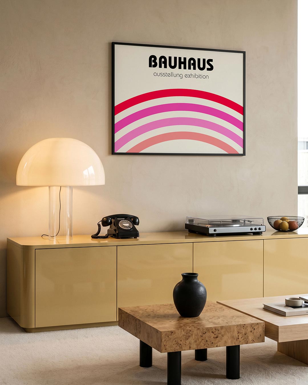 Kleurboog en tekst – moderne Bauhaus wandkunst als poster