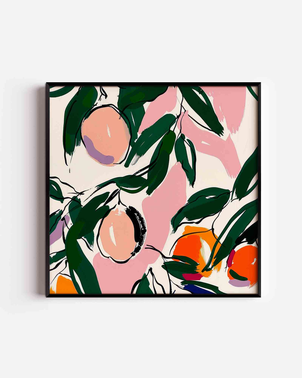 Fruit en bladeren – kleurrijke illustratie poster als wanddecoratie