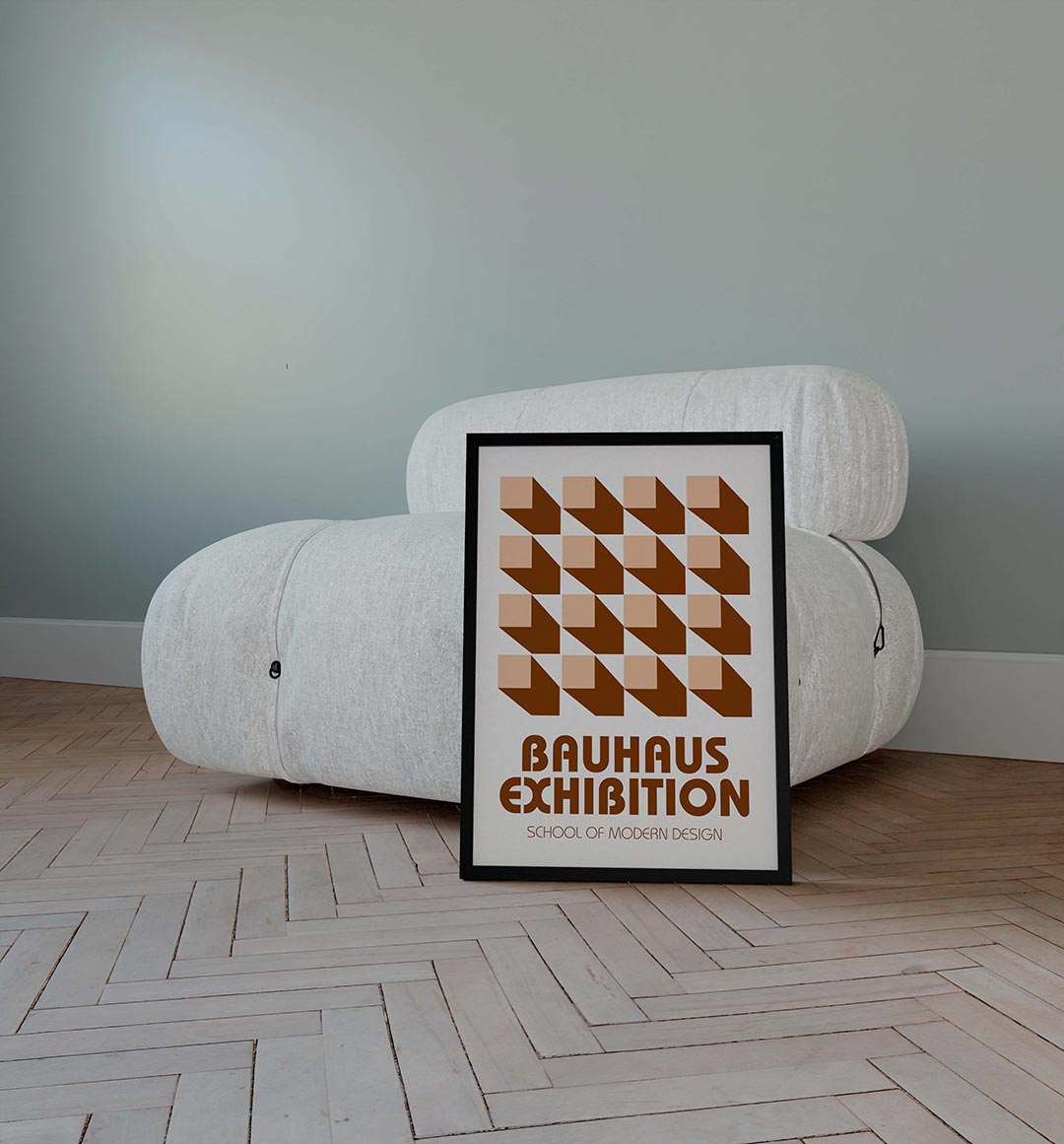 Vorm en schaduw – geometrische poster in Bauhaus-stijl van WallArtistic