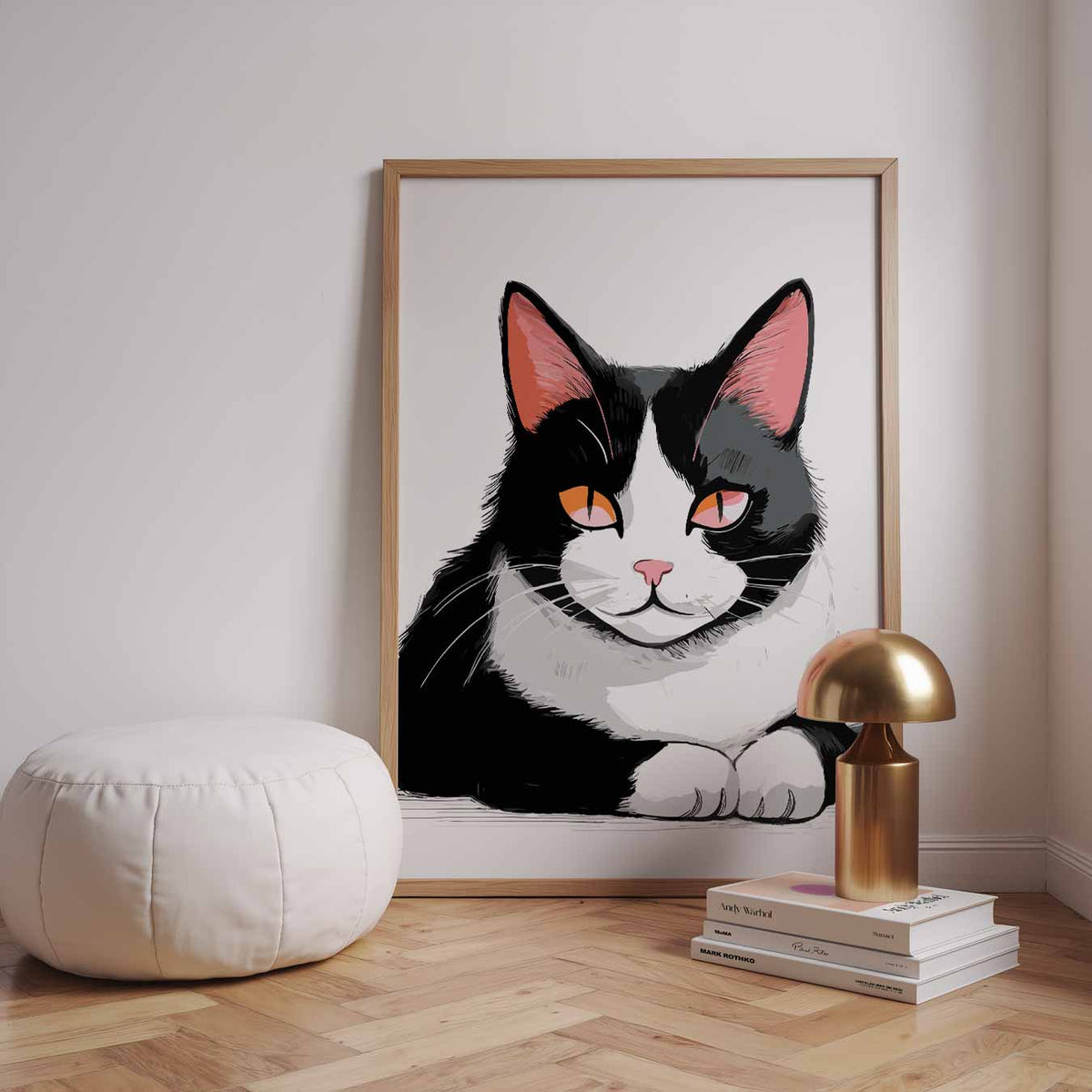 Chique Kattenportret in Zwart & Wit – dieren poster in staand formaat