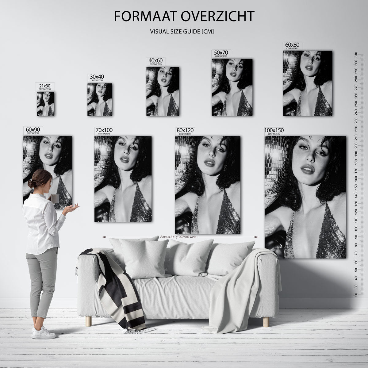 Portret met discobal – staande muurposter in Pop Art stijl