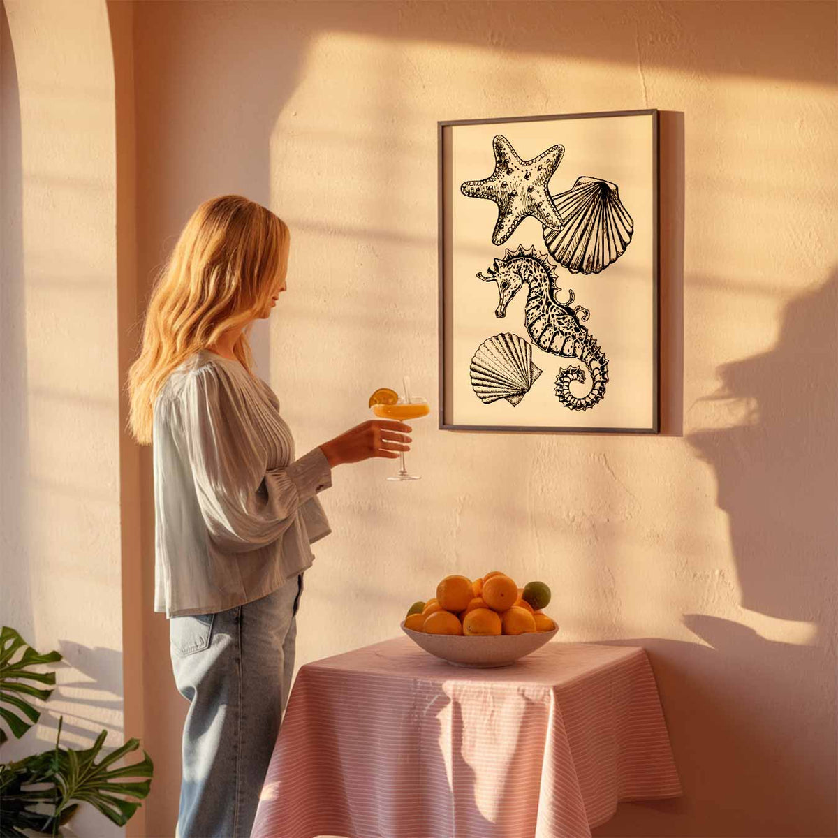 Zeedieren Sierlijke Illustraties – zeedierenposter als moderne staande wanddecoratie