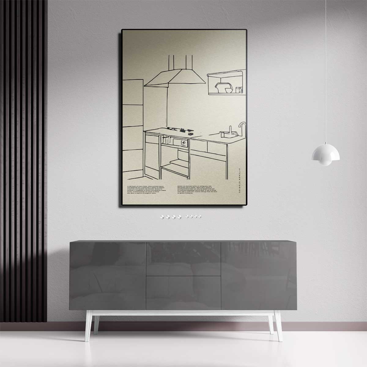 Minimalistische Keukenprint – staande wandkunst voor woonkamer of interieur