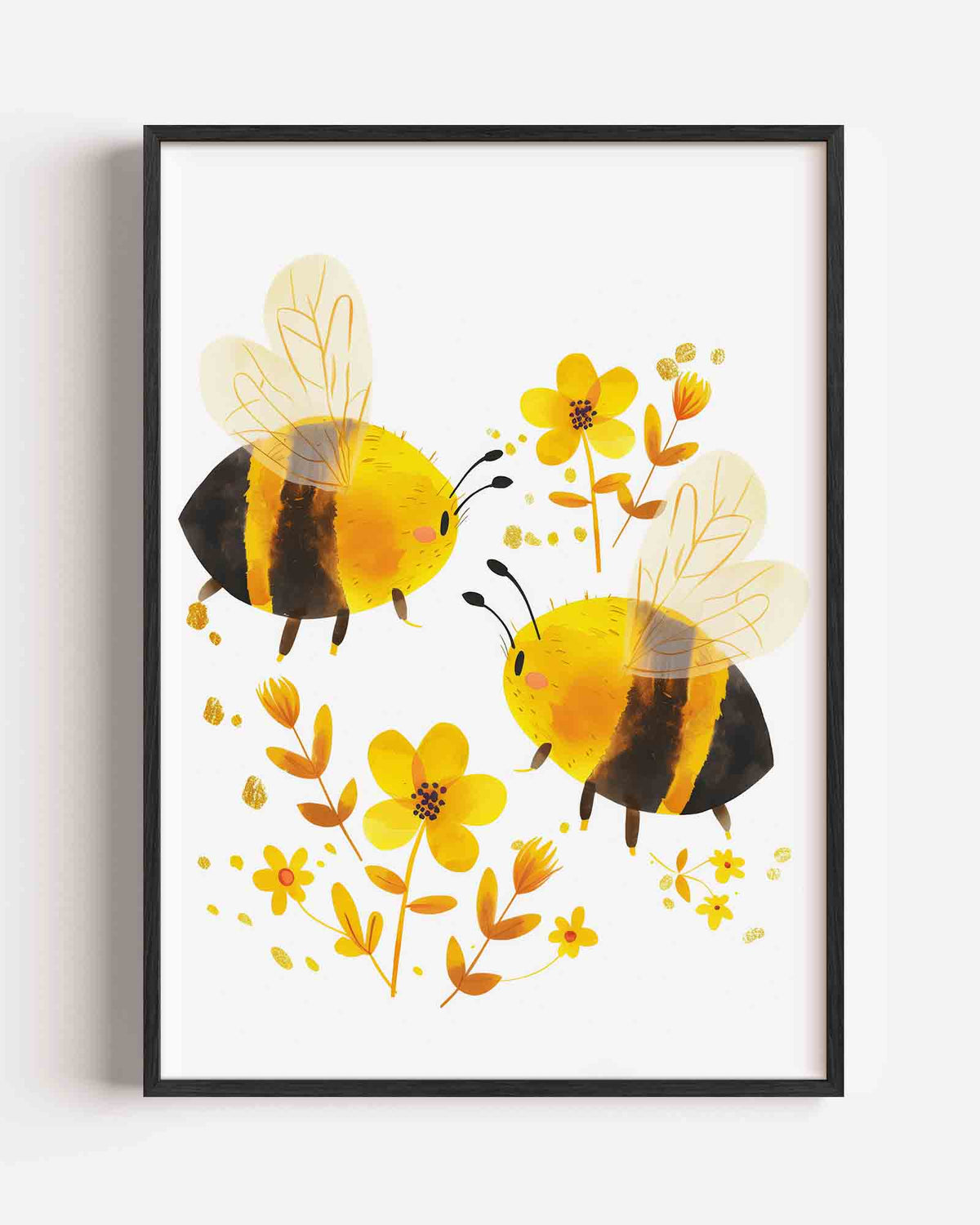 Bijen en bloemen – kids portret poster als wanddecoratie