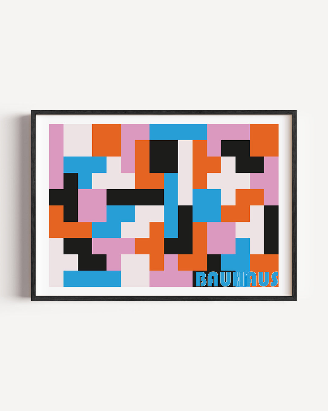 Kleurrijke vlakverdeling – liggende Bauhaus poster als wanddecoratie