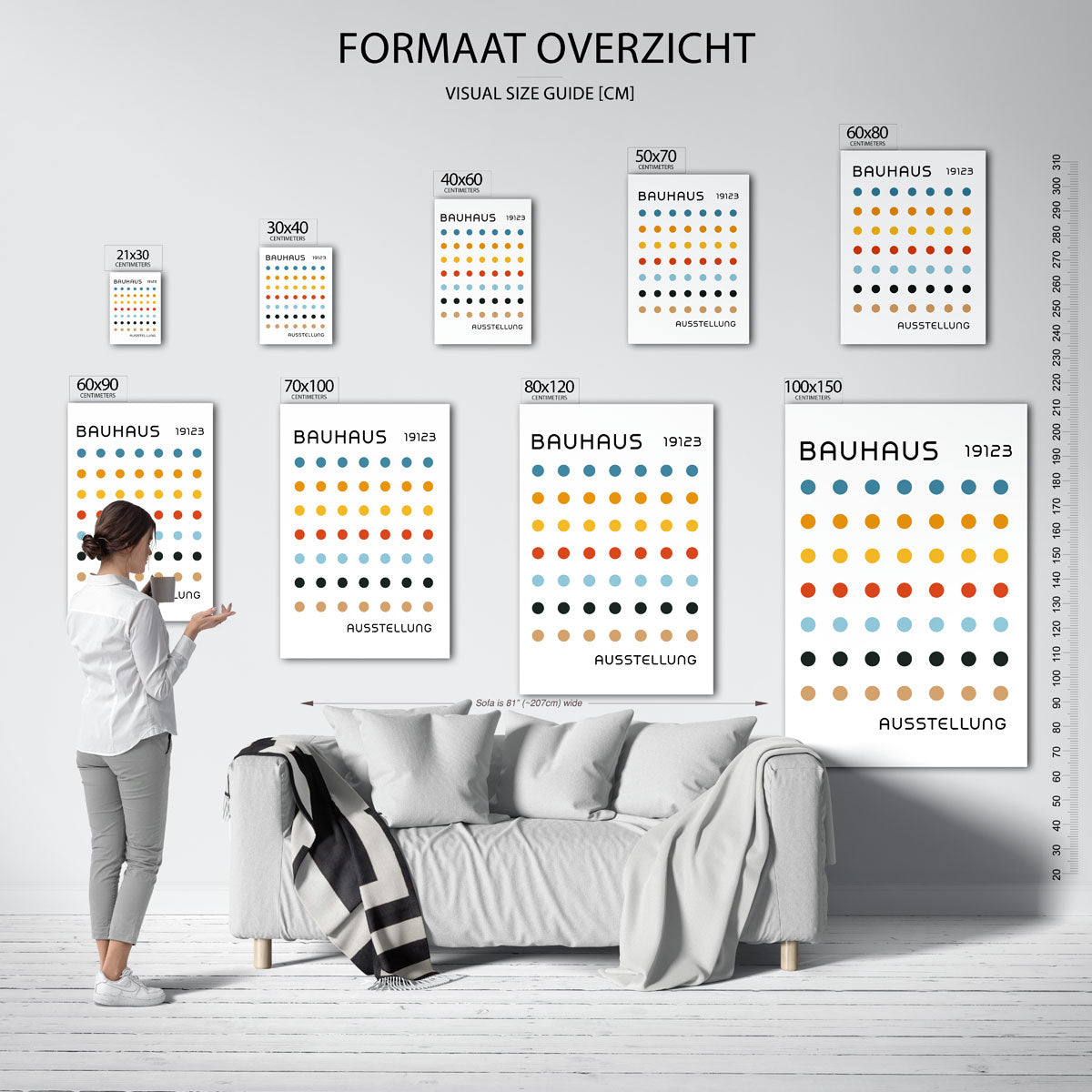Cirkelritme en tekst – geometrische poster in Bauhaus-stijl van WallArtistic