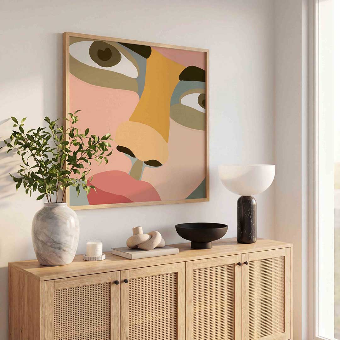 Abstract gezicht – illustratie poster in vierkant formaat