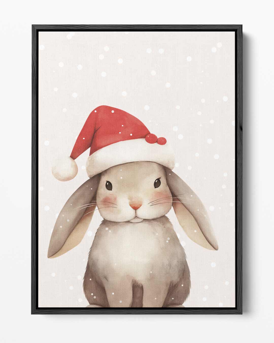 Kerstkonijn met Rood Mutsje – portret kunstwerk als wanddecoratie