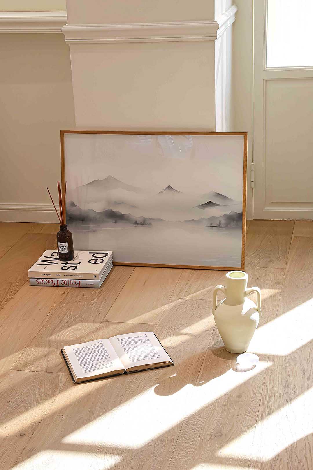Berglandschap – liggende abstracte wanddecoratie van WallArtistic