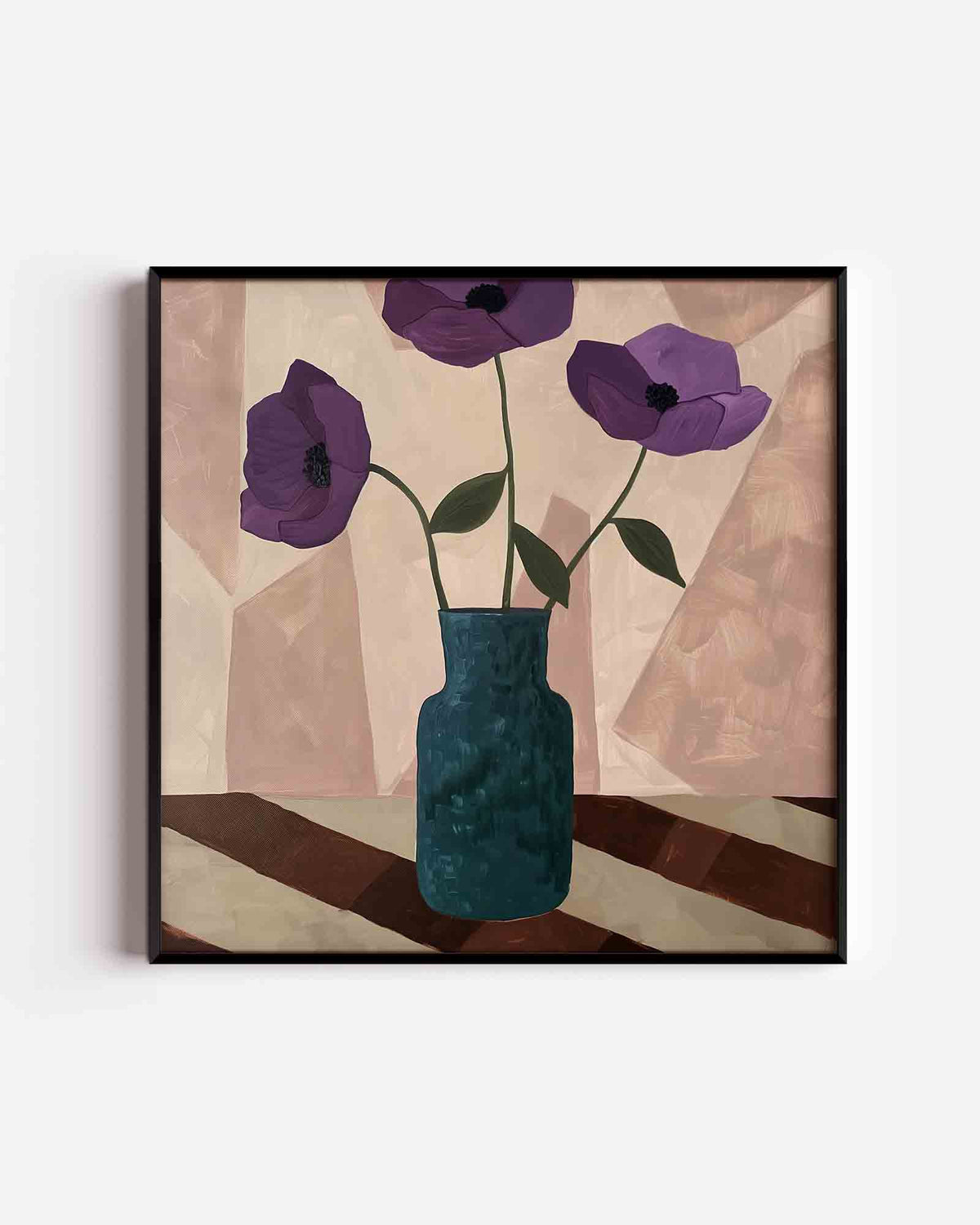 Paarse bloemen in vaas – design vierkante poster als wanddecoratie