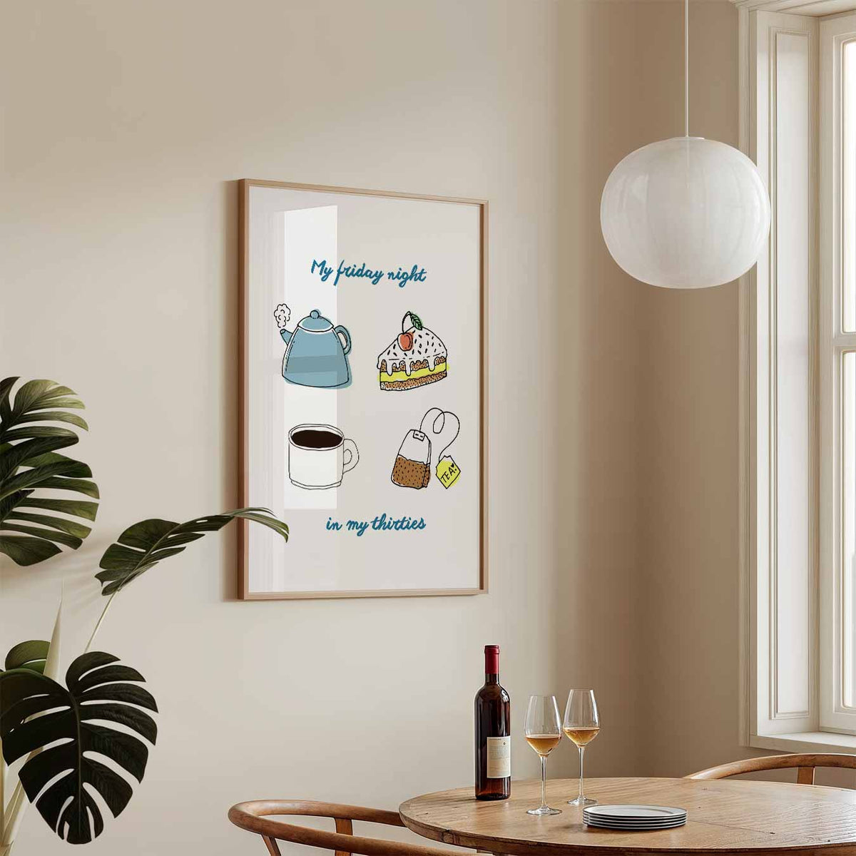 Ontspannen Vrijdagavond – keukenposter in staand formaat
