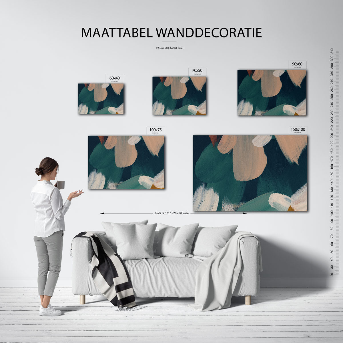 Kleurencompositie – Dynamische – moderne liggende wandkunst
