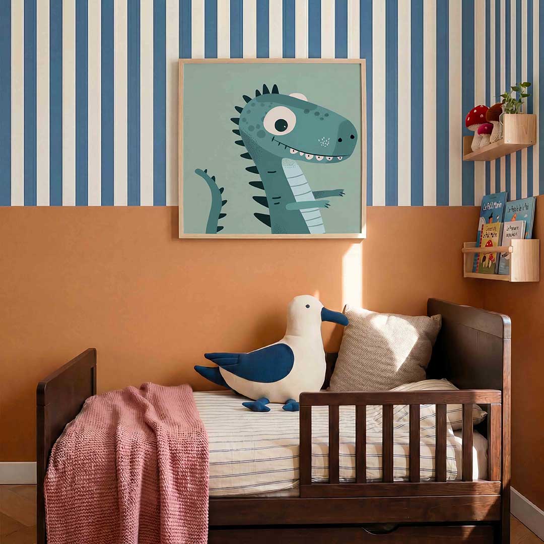Dinosaurus illustratie – kids poster in vierkant formaat
