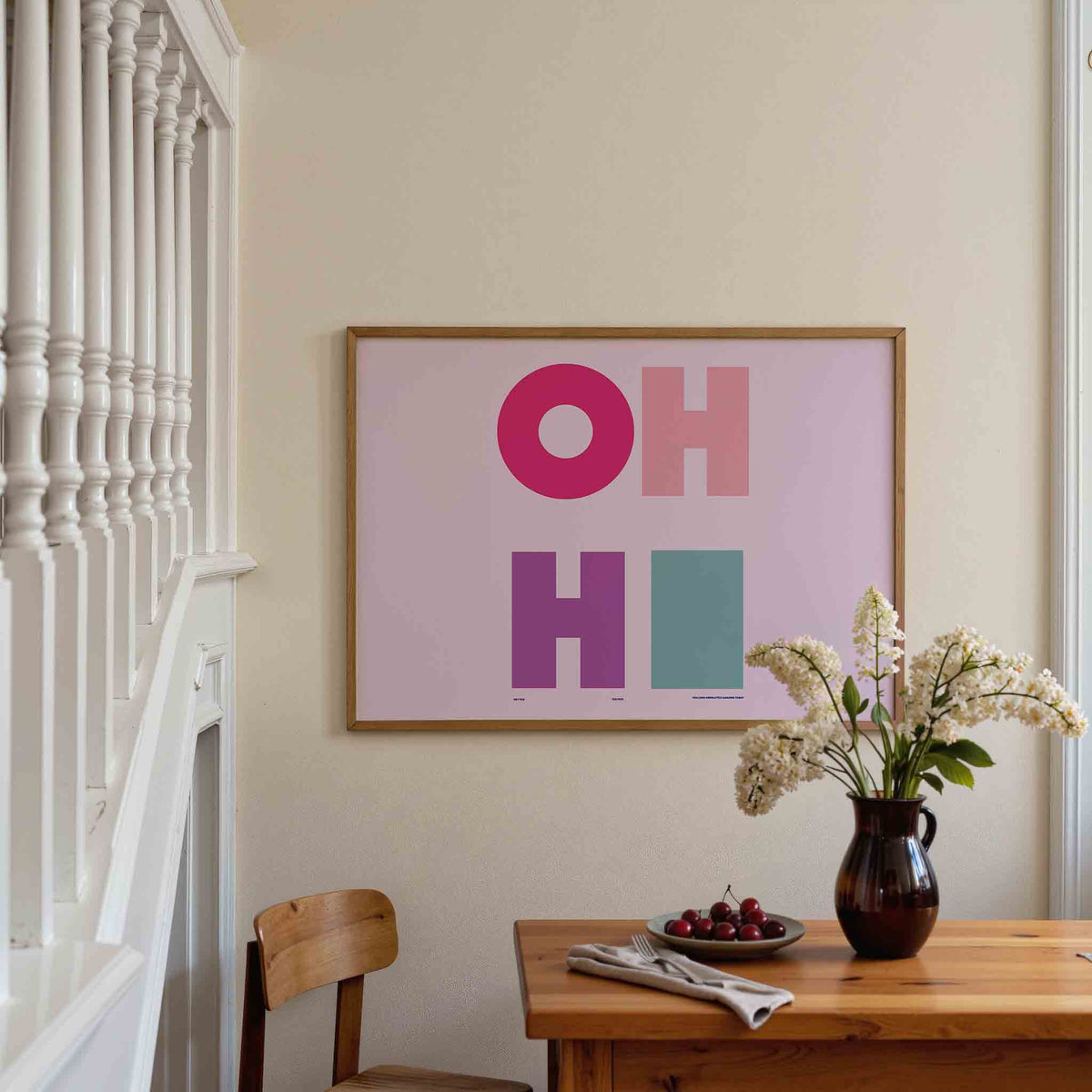 Oh hi – liggende illustratie poster als wanddecoratie