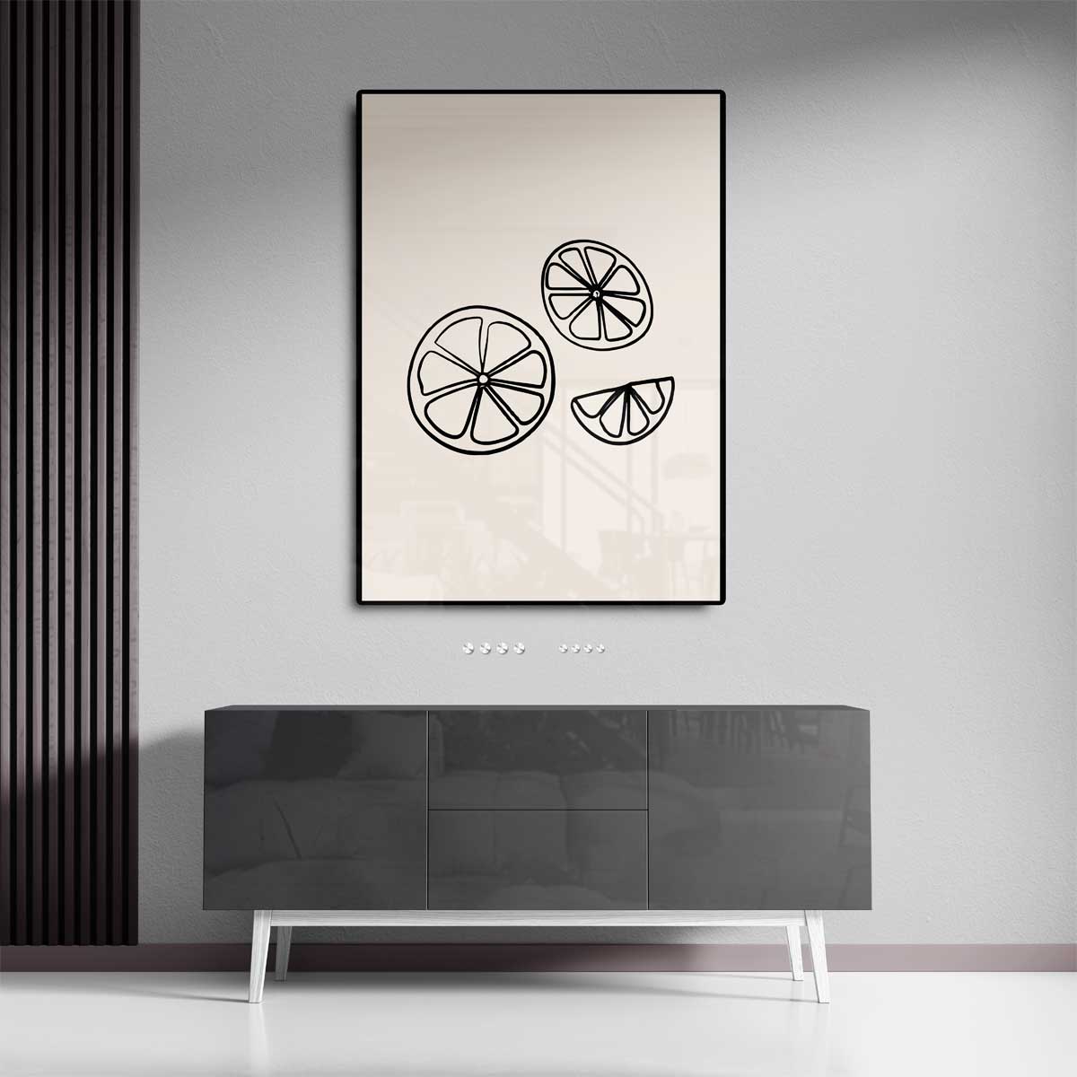 Zomerse Citrus Slices Illustratie – dibond wanddecoratie in staand formaat