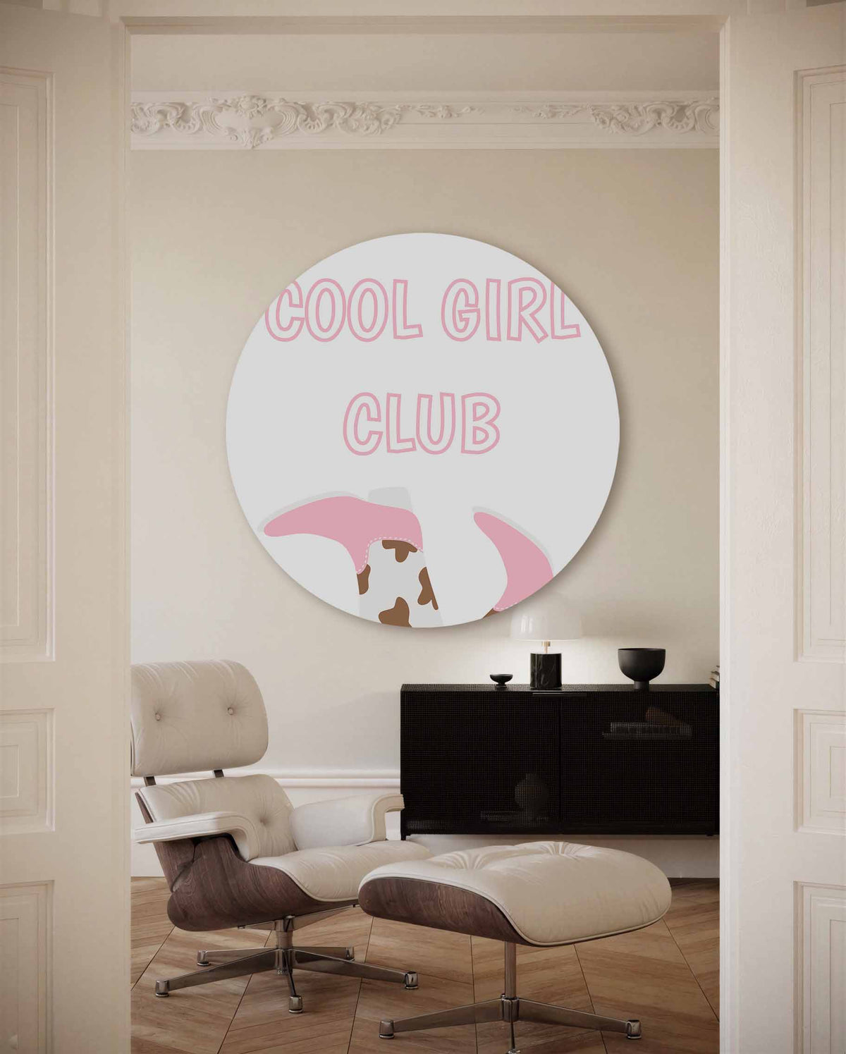 Cool girl club – kleurrijke Pop Art muurcirkel voor aan de muur