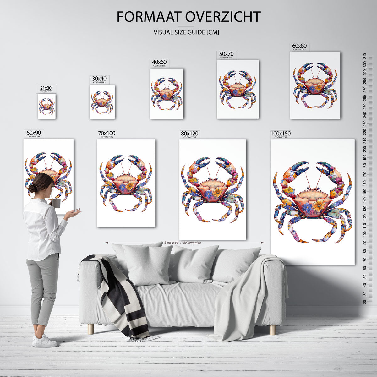 Bloemenkrab – staande muurposter met dierenthema