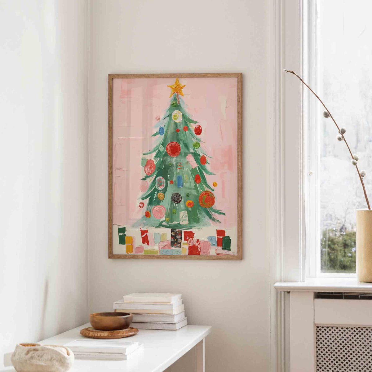 Kerstboom met versieringen – staande kerst wanddecoratie van WallArtistic