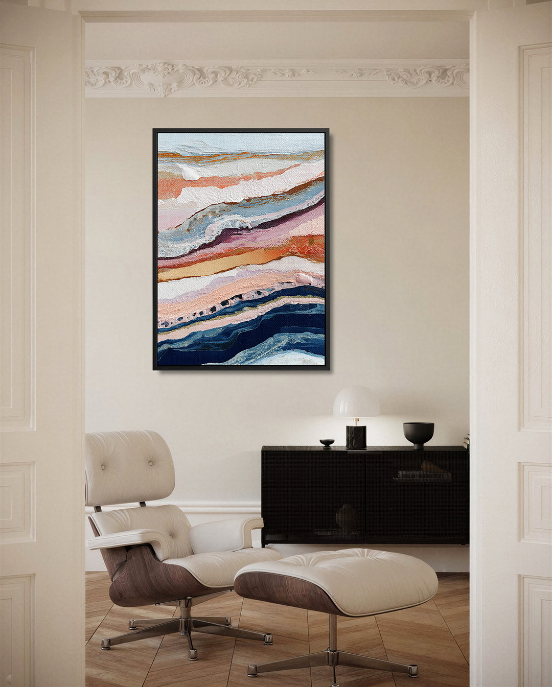 Gelaagde kleurencompositie – staand wanddecoratie kunstwerk