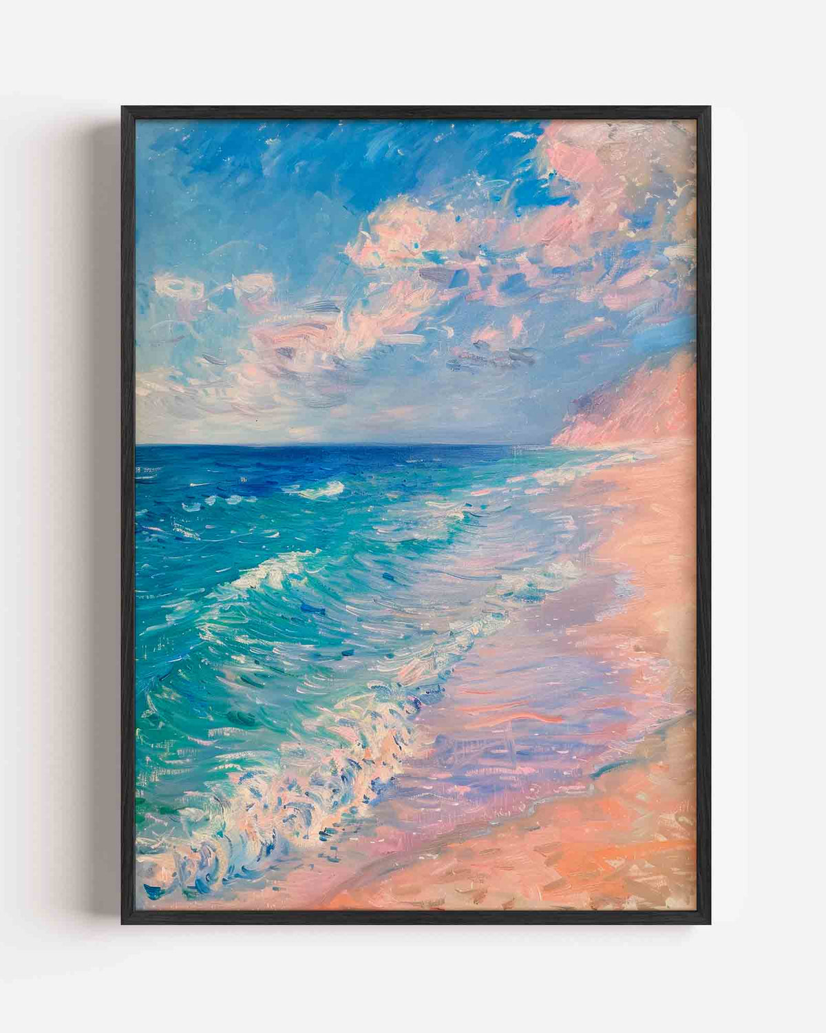 Strand en zee – kleurrijke illustratie portret poster als wanddecoratie