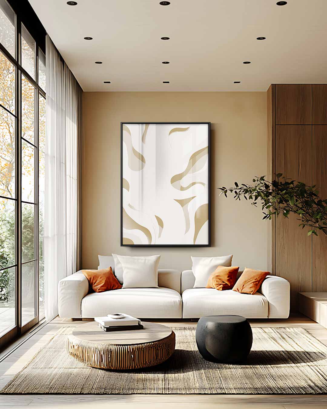 Vloeiende Bewegingen – staande wandkunst voor woonkamer of interieur