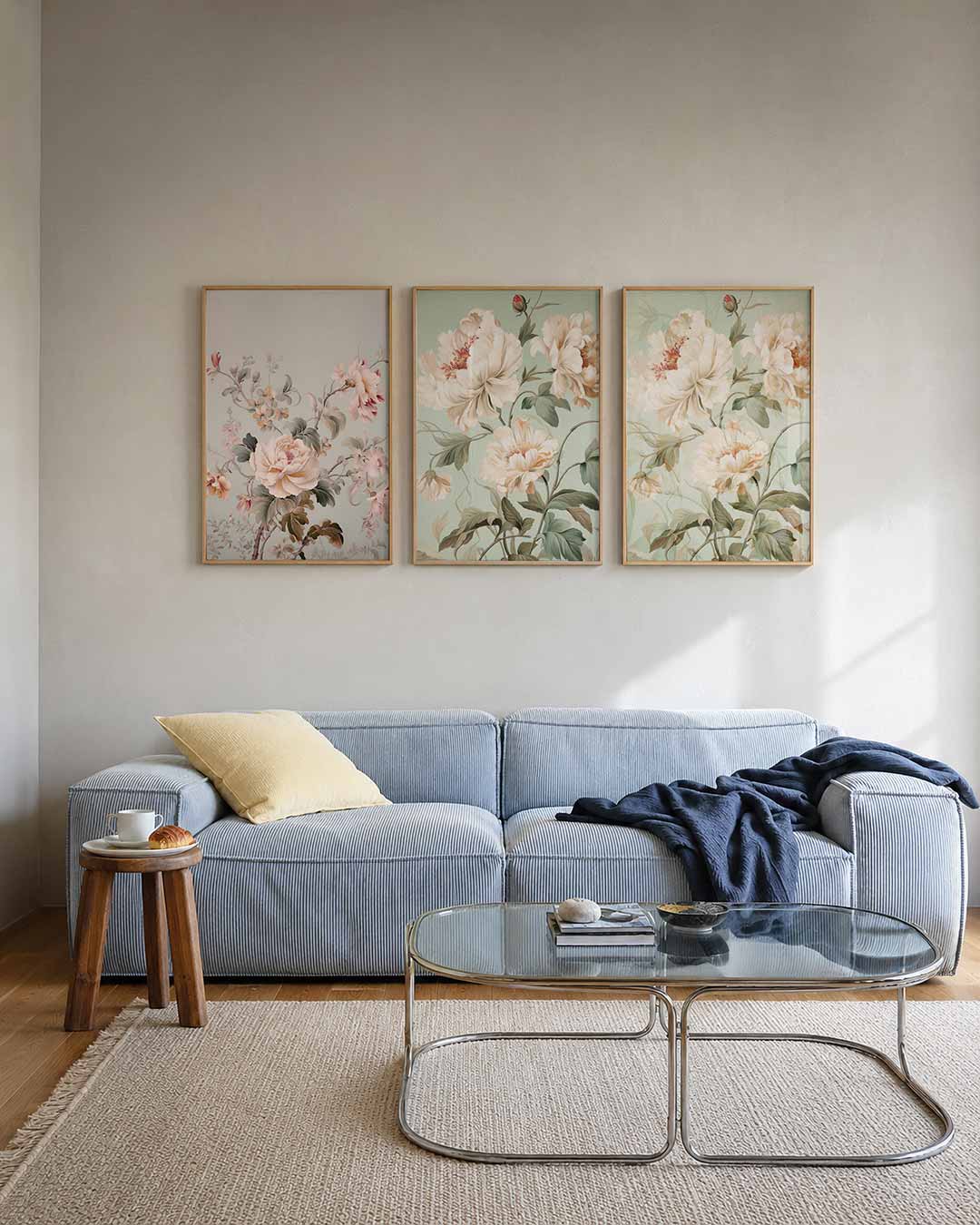 Bloemrijke elegantie posterset – tweede productweergave – deze posterset toont delicate bloemen in zachte pasteltinten