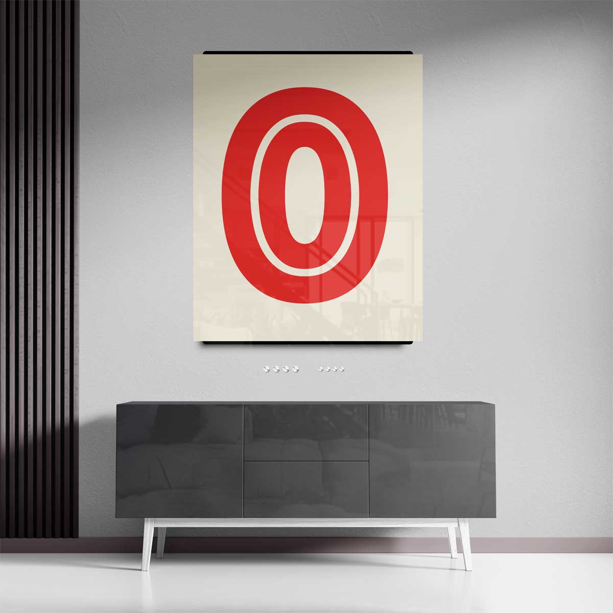Retro Stijlvolle Rode O – canvas kunstwerk als wanddecoratie