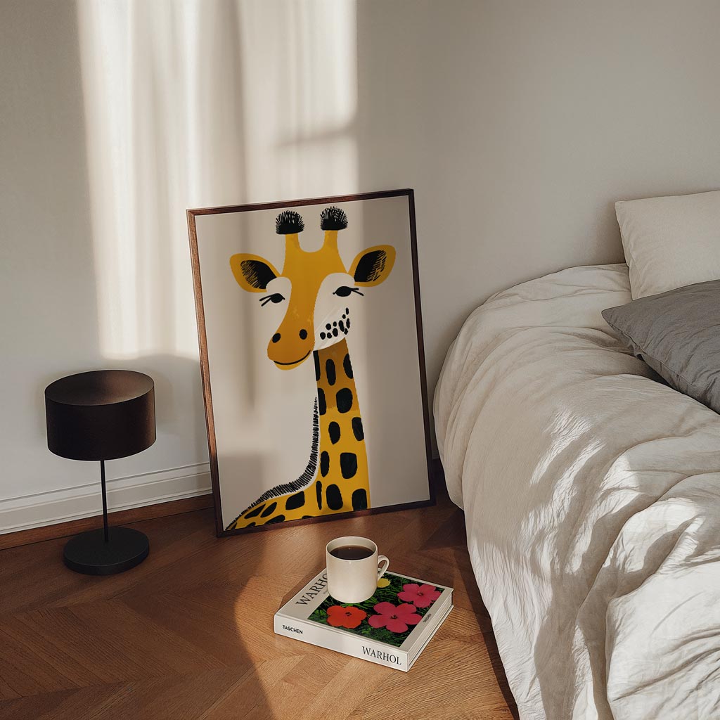 Schattige Giraf Illustratie – staande kinderkamer wanddecoratie van WallArtistic